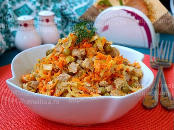 салат купеческий со свининой и грибами