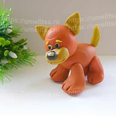 Как слепить рыжего щенка из пластилина