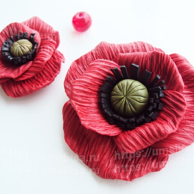 Как слепить цветок мака и бутоны из полимерной глины