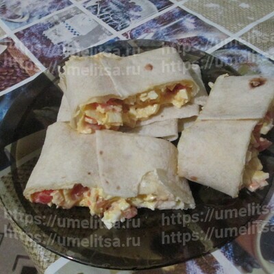 Рулет из лаваша с крабовыми палочками