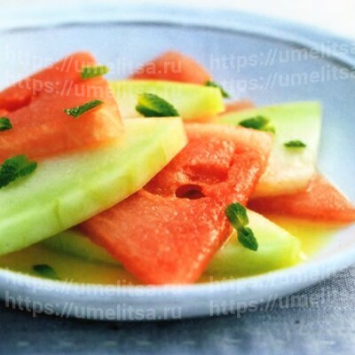 Арбуз и дыня с водкой, апельсином и мятой