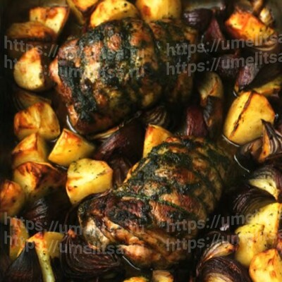 Баранина с красным луком