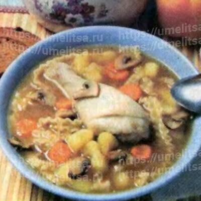 Грибной суп-лапша с курицей