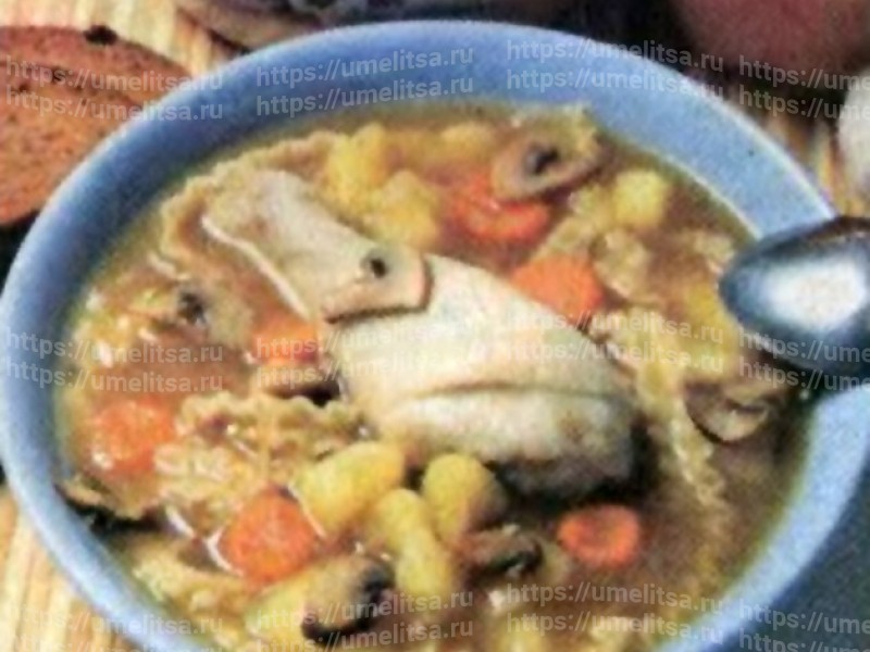Грибной суп-лапша с курицей