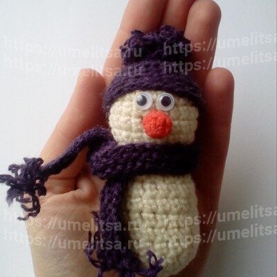 Снеговичок крючком. Мастер-класс с пошаговыми фото.