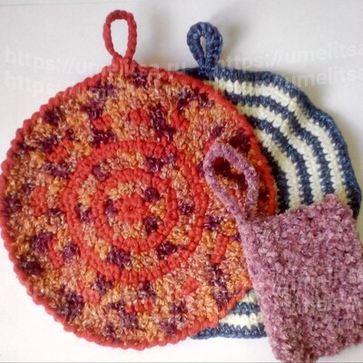 Как вязать прихватку и мочалку крючком. Мастер-класс с фото.