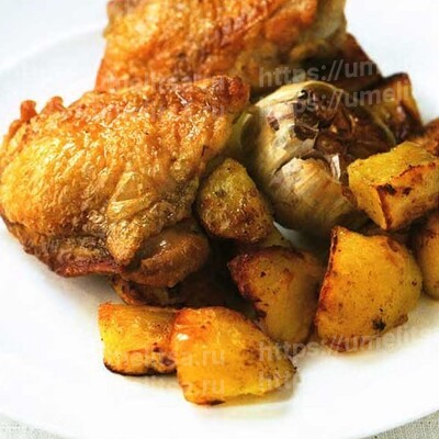 Курица с чесноком и корнем сельдерея