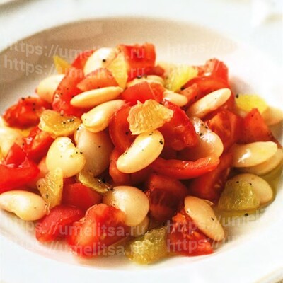 Лимская фасоль с помидорами и лаймом