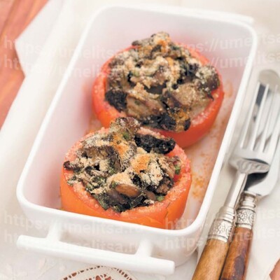 Помидоры с вешенками и куриной печенью