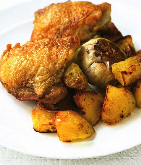 Курица с чесноком и корнем сельдерея