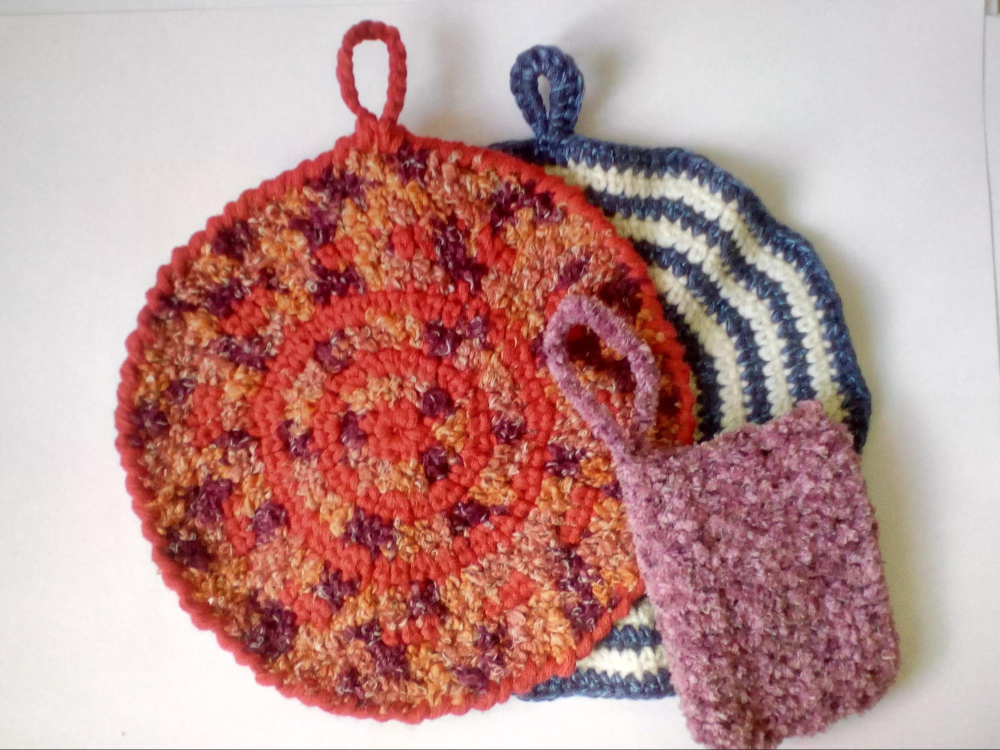 Как вязать прихватку и мочалку крючком. Мастер-класс с фото.