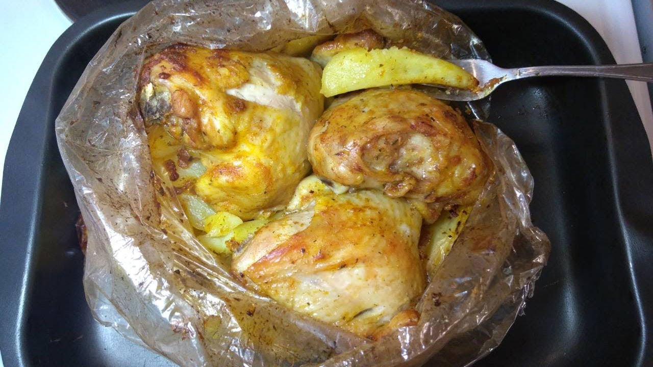 как приготовить курицу с картошкой в рукаве для запекания в духовке
